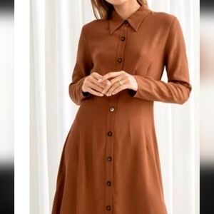 RW & Co Very Old Money Vibes Medium Button Up Dress Brown Polka Dot